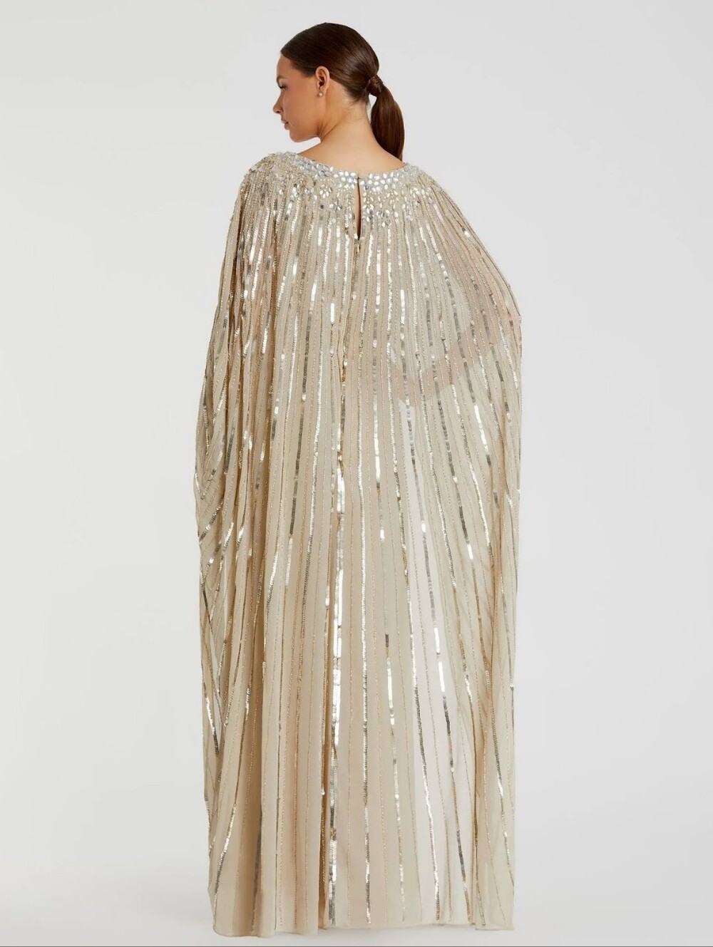 NWT MAC DUGGAL | $798 Embellished Column Cape Gown - Picture 3 of 3
